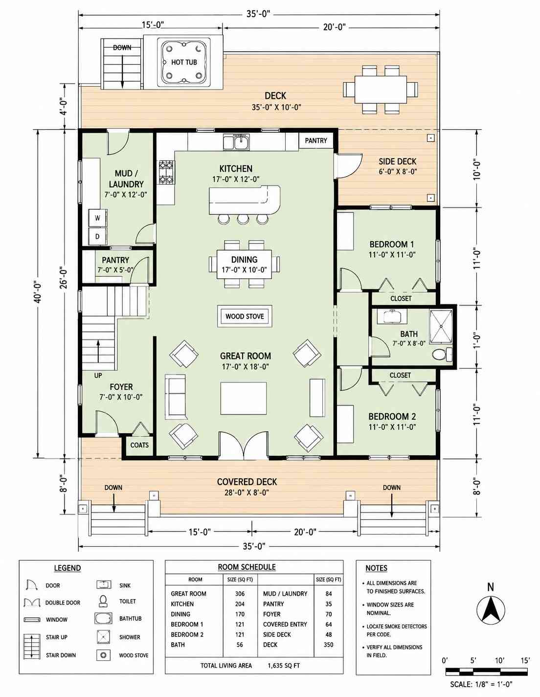 Main Floor Blueprint of Mountain Rustic House