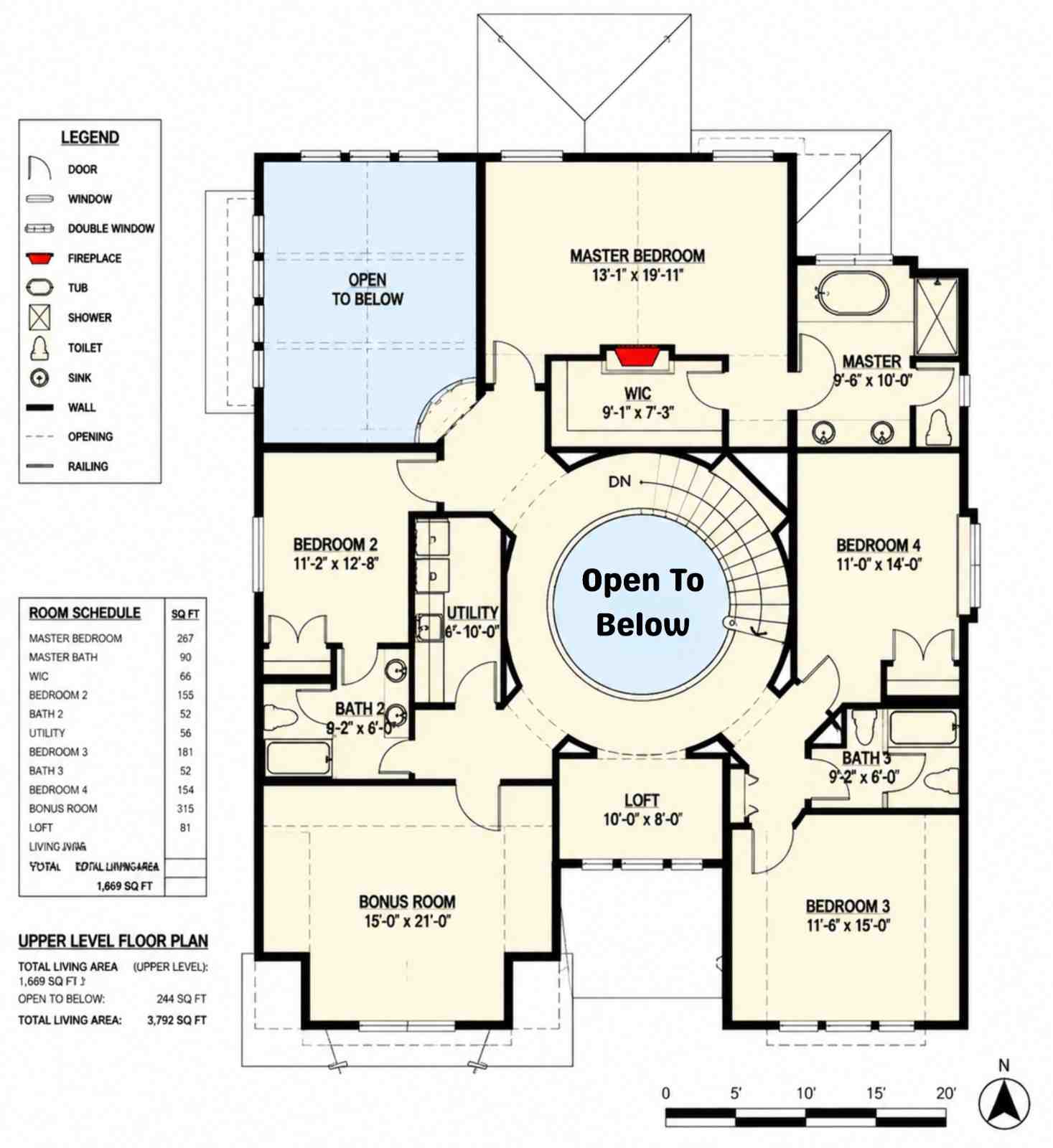 Upper Floor Blueprint of a Modern Craftsman House