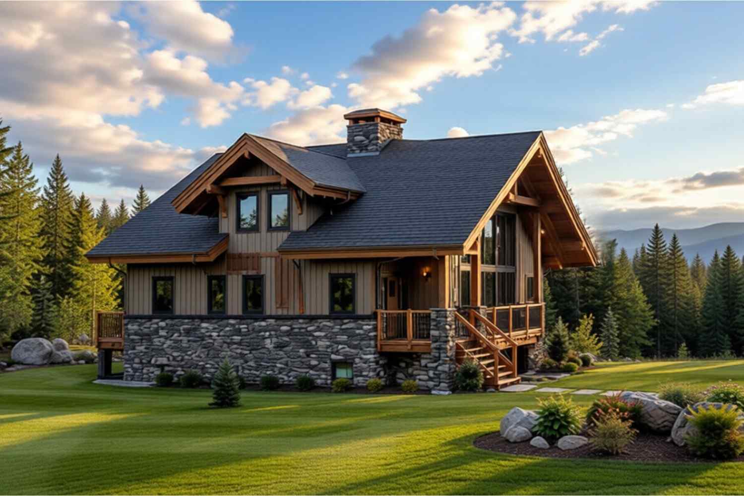 Left Elevation of Mountain Rustic House