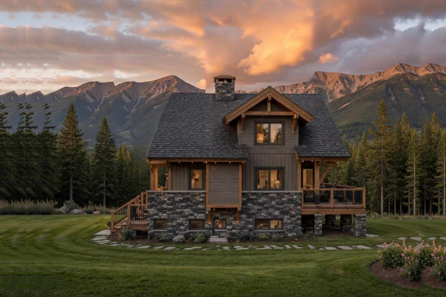Right Elevation of Mountain Rustic House