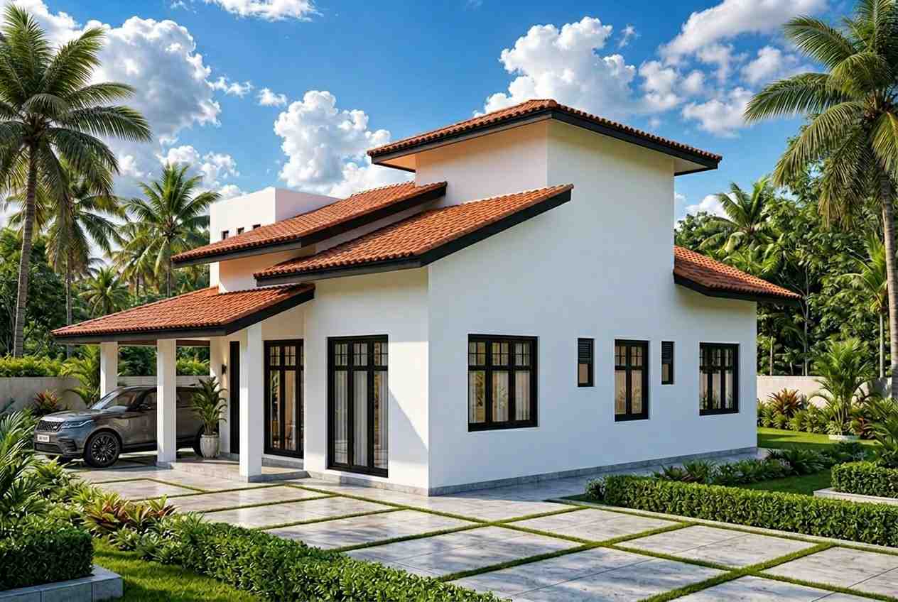 Right Side Elevation of 3 Bedroom 2 Story Tropical Mediterranean House