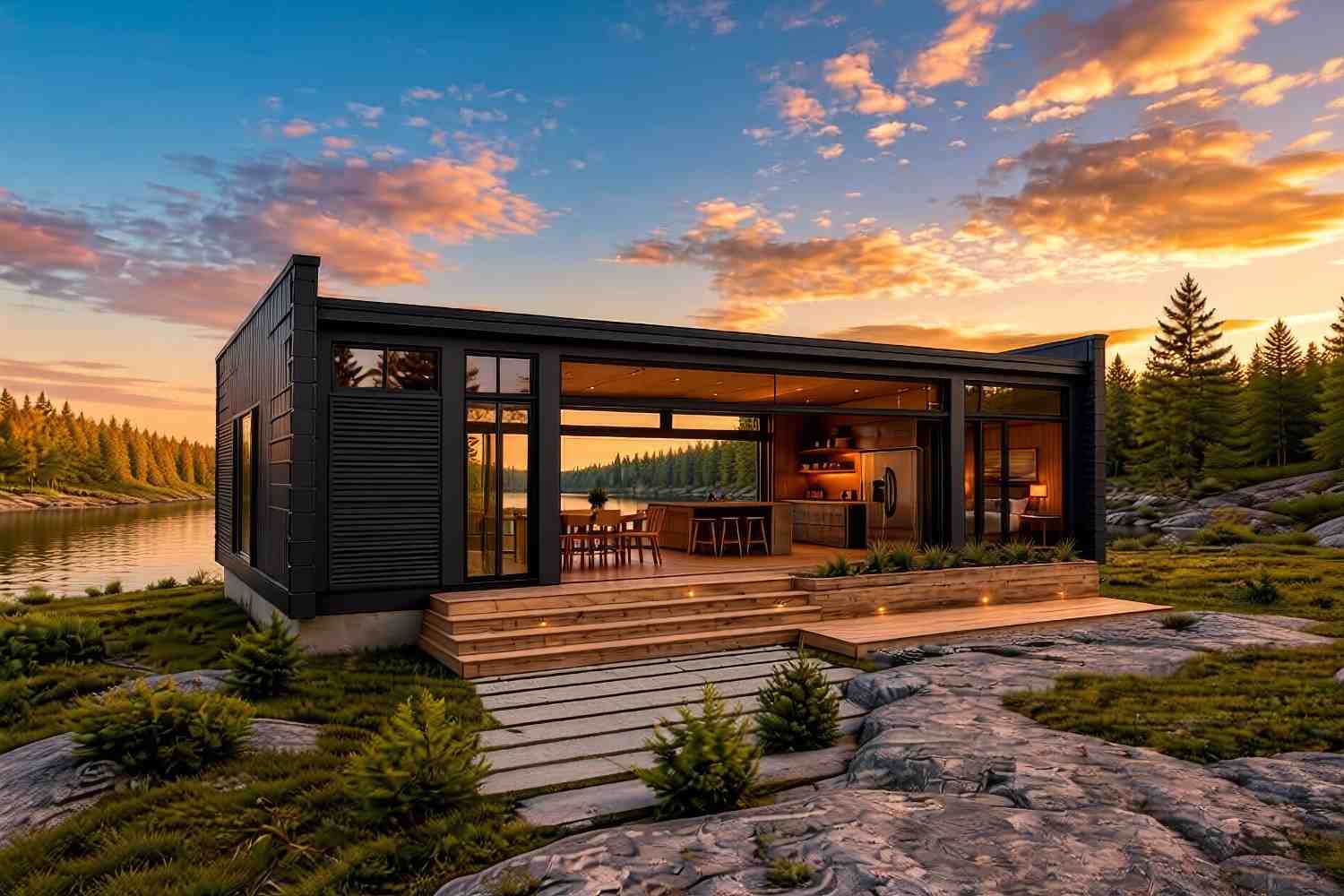 Left Side Elevationof the 3 Bedroom Modern Container House Plan