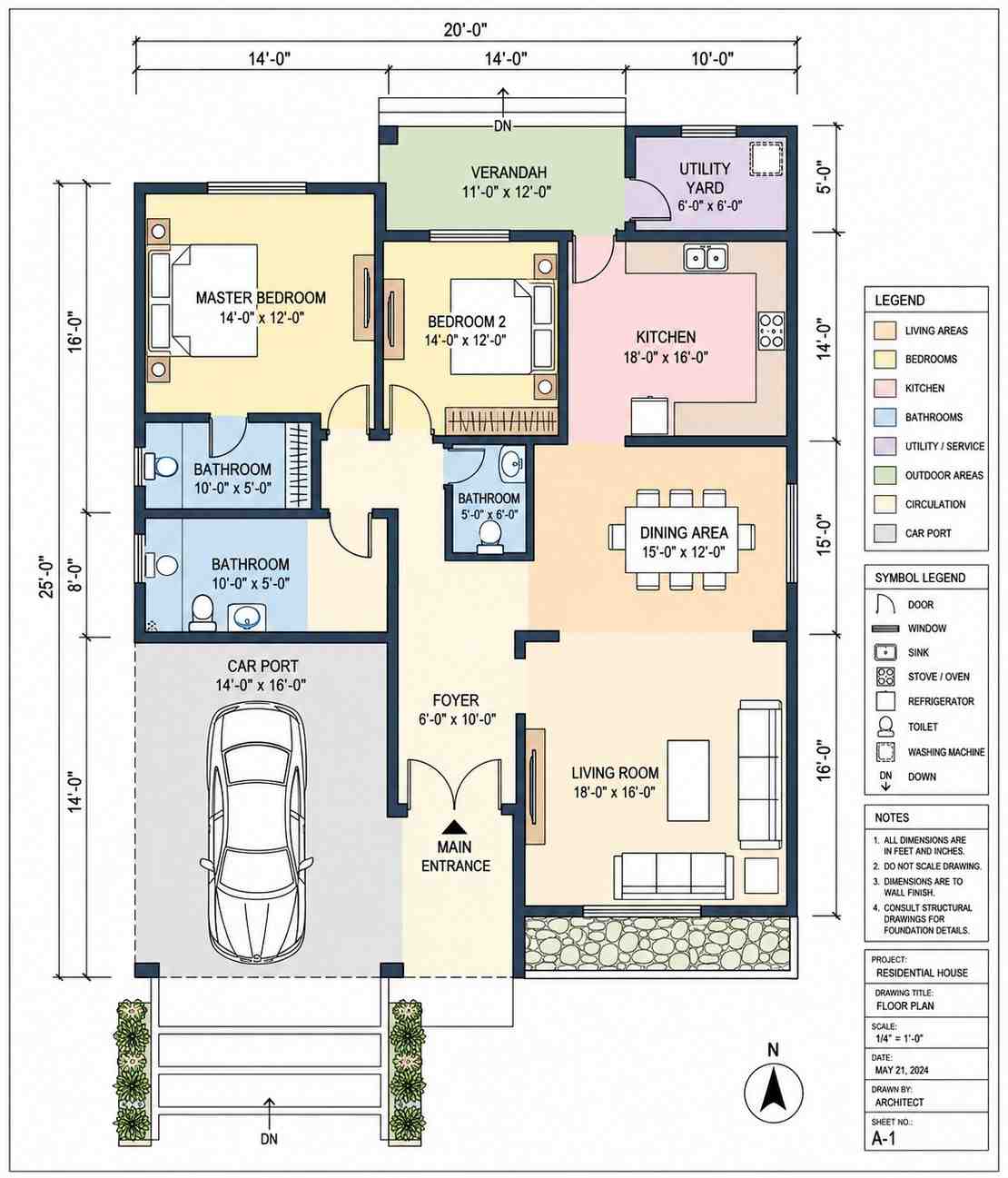 Blueprint of Modern Contemporary House