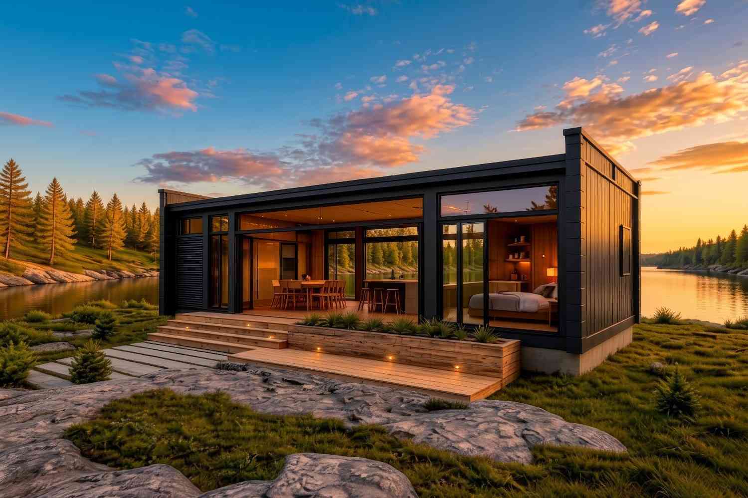 Right-Side elevation of the 3 Bedroom Modern Container House Plan