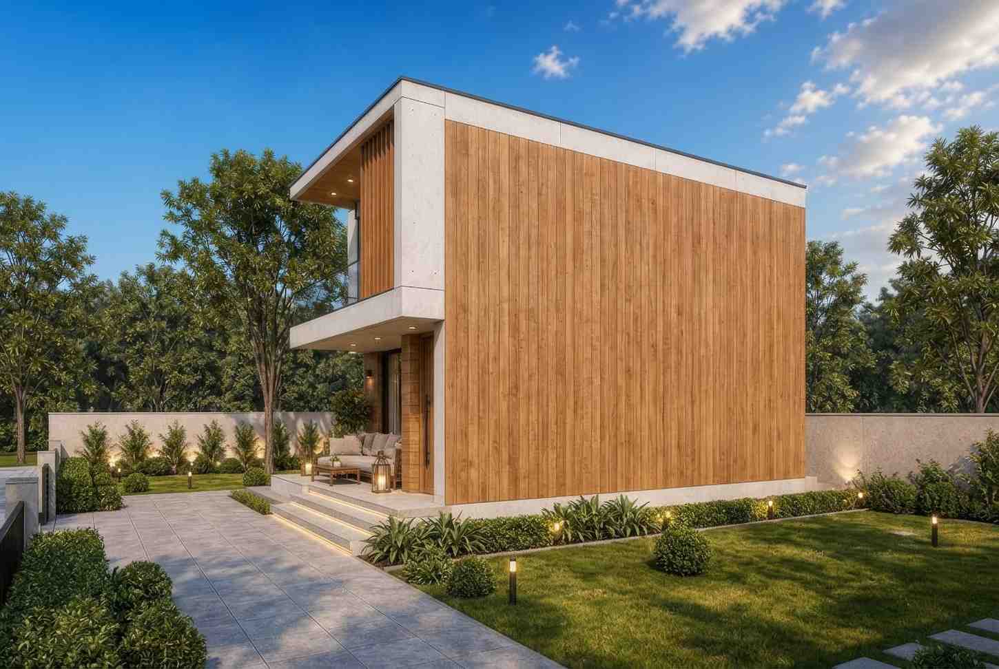 Right Side Elevation of 2 Bedroom 2 Story Contemporary Modern House