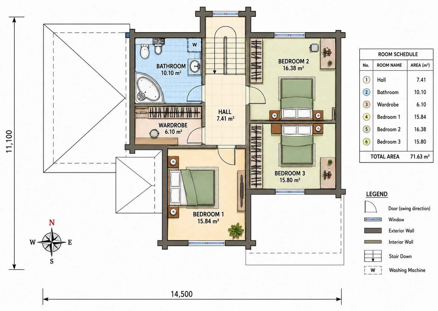 Upper Floor Blueprint of the Scandinavian House