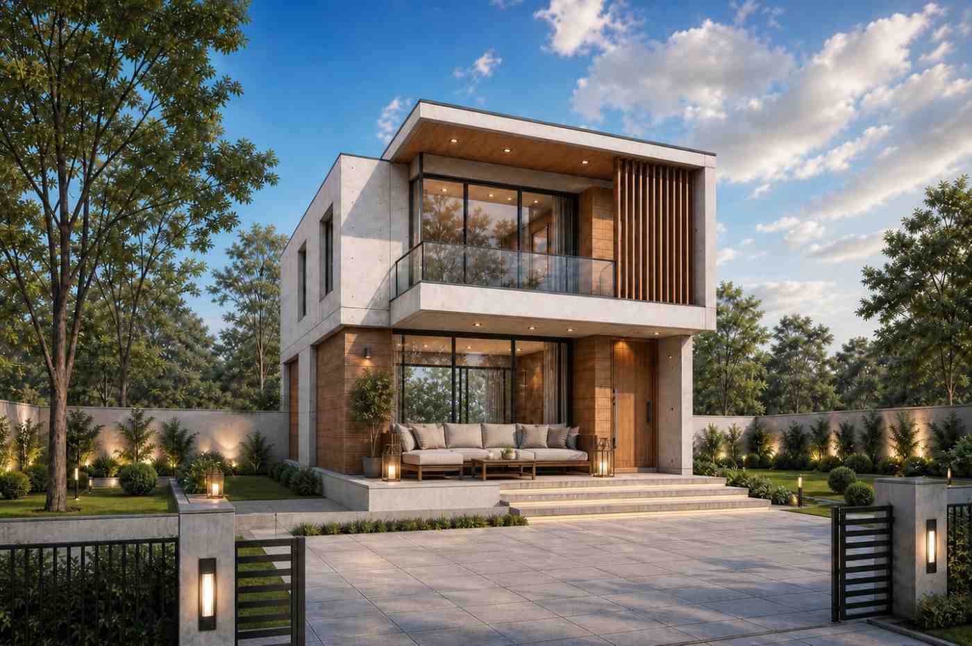 Left Side Elevation of 2 Bedroom 2 Story Contemporary Modern House