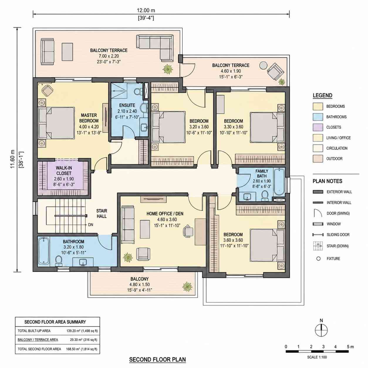 4 Bedroom 3 Story Modern House Plan with Home Gym