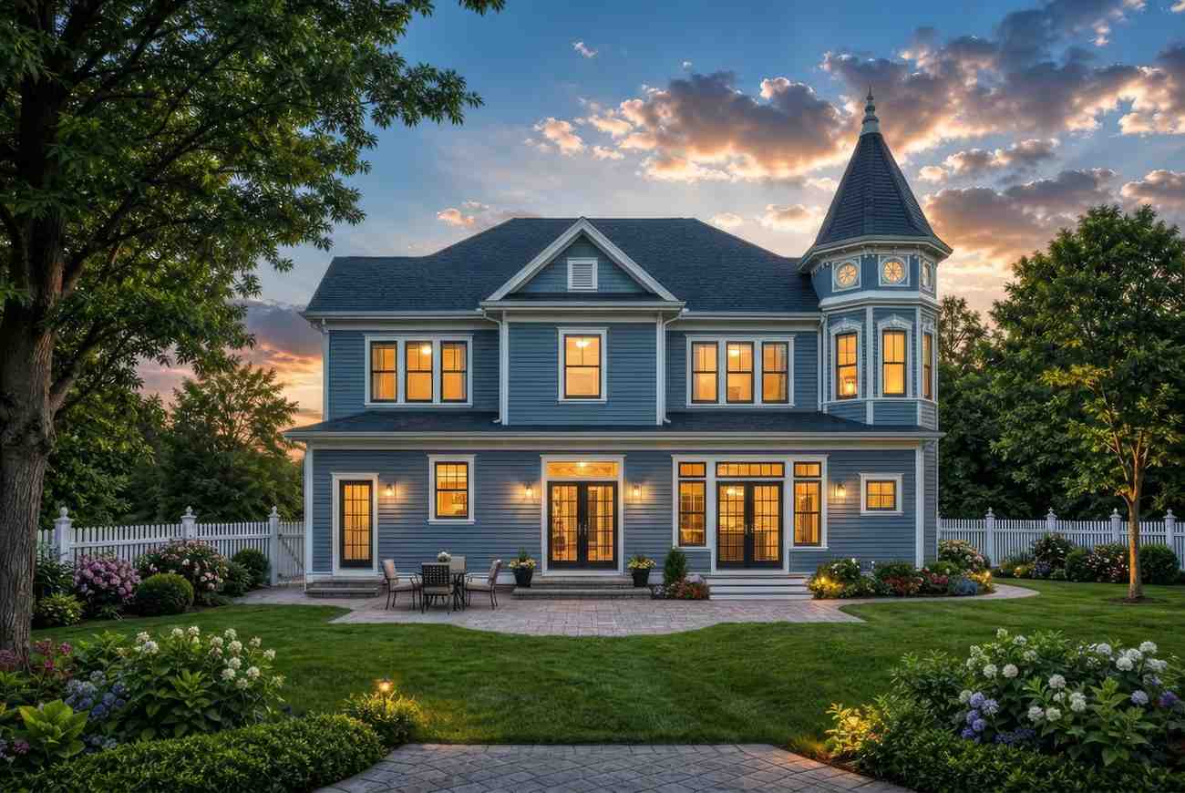 Rear View of the 5 Bedroom 2 Story Victorian House Plan