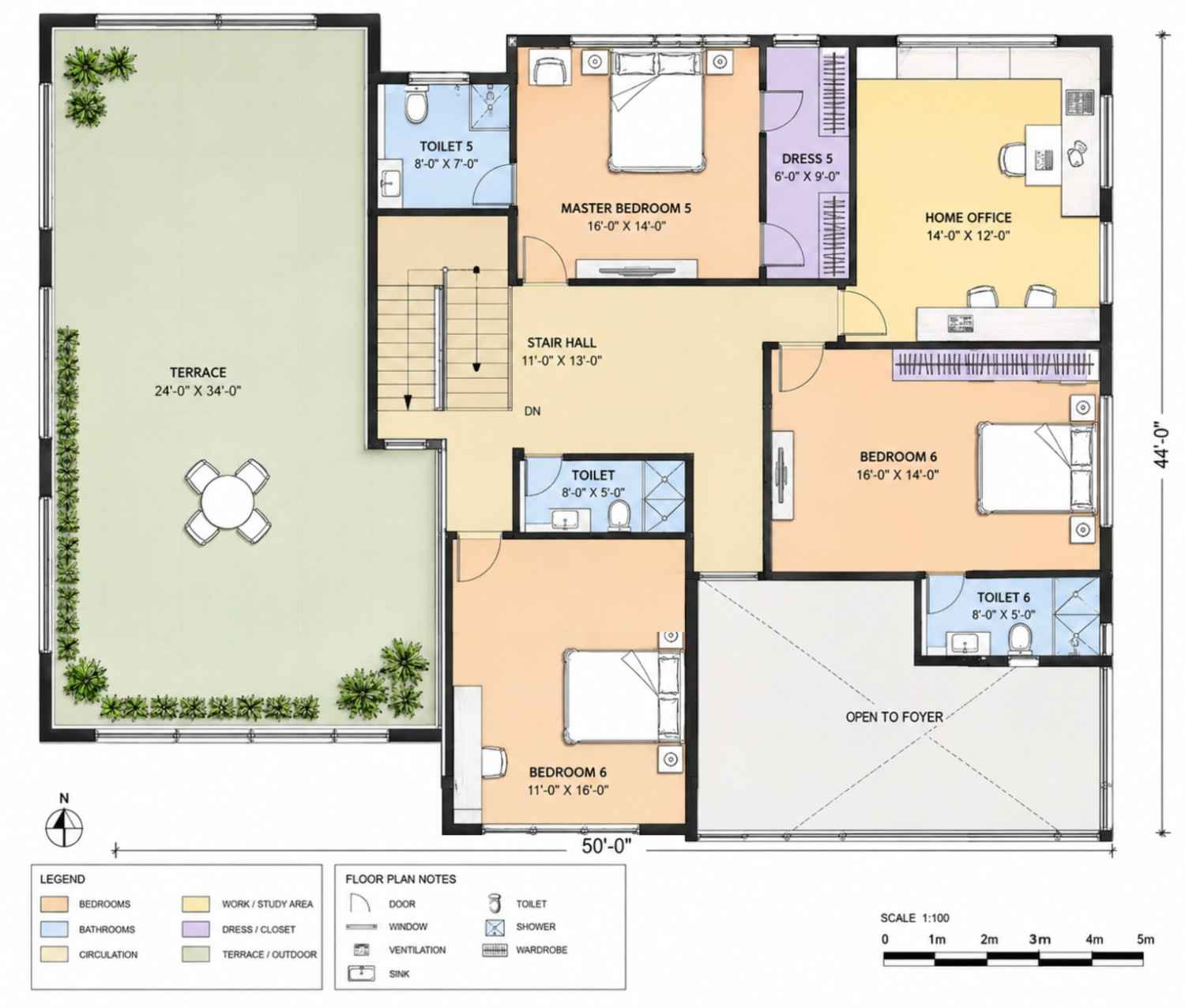 Upper Floor Blueprint of the House