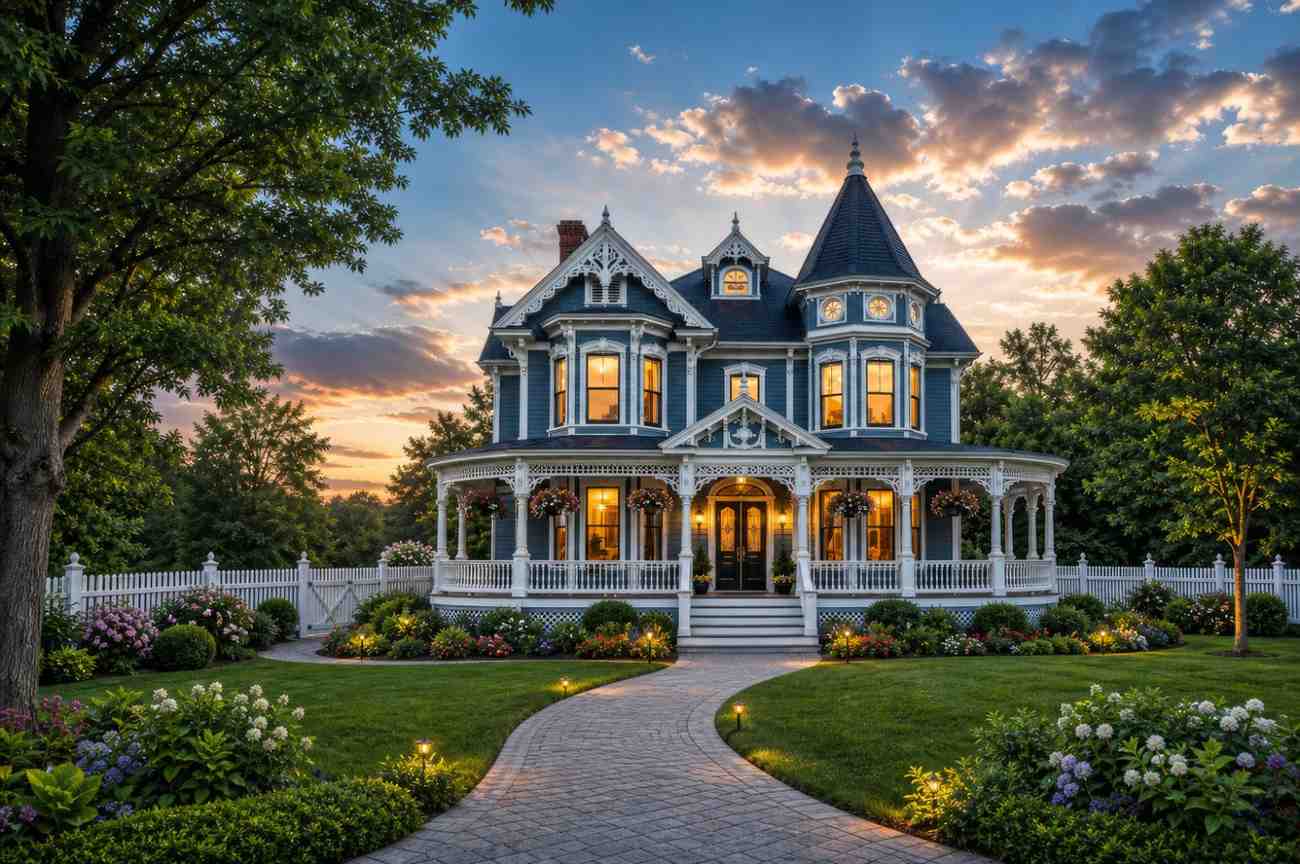 Front Elevation of the 5 Bedroom 2 Story Victorian House Plan
