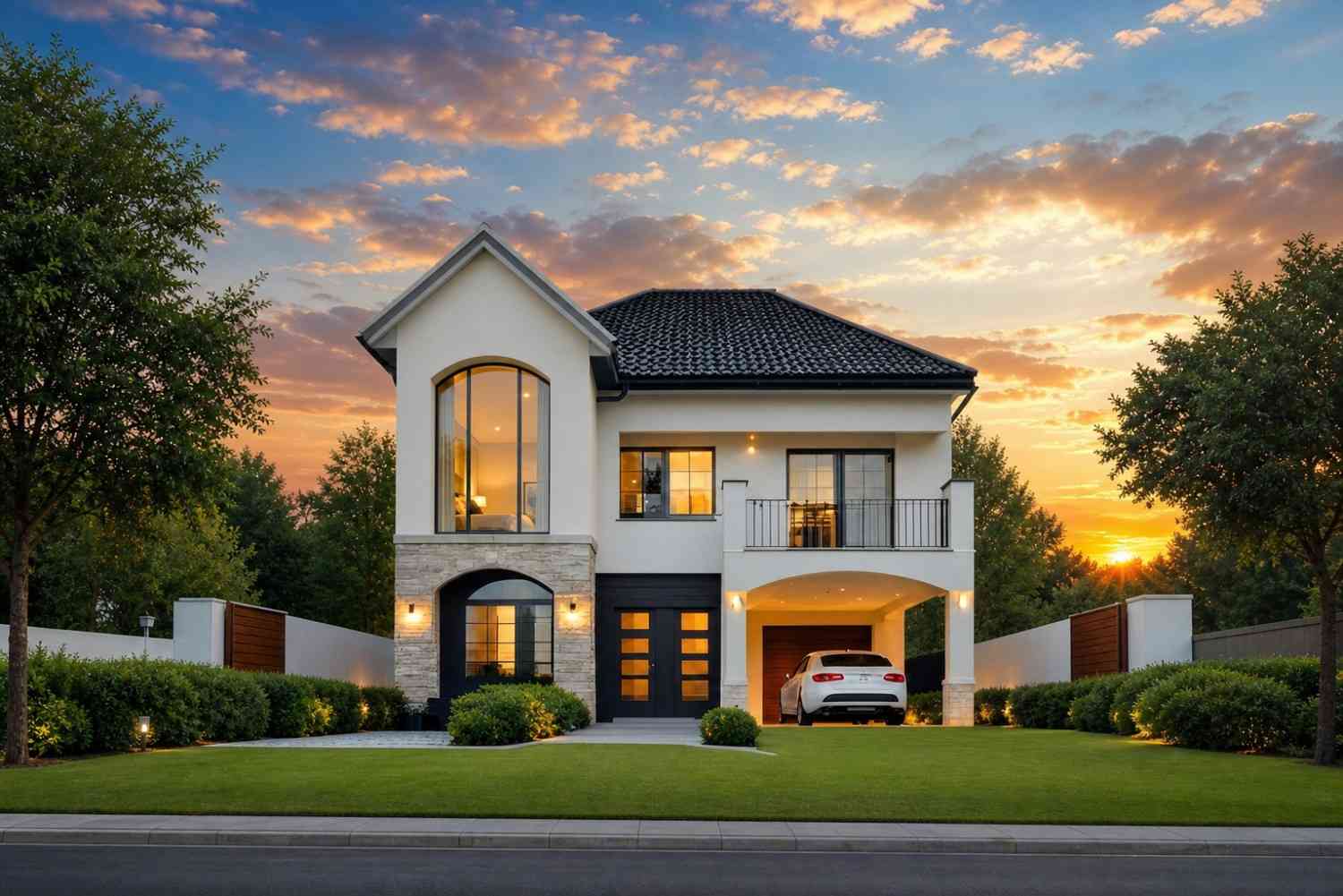 Front elevation of the 4 bedroom 2 story modern house