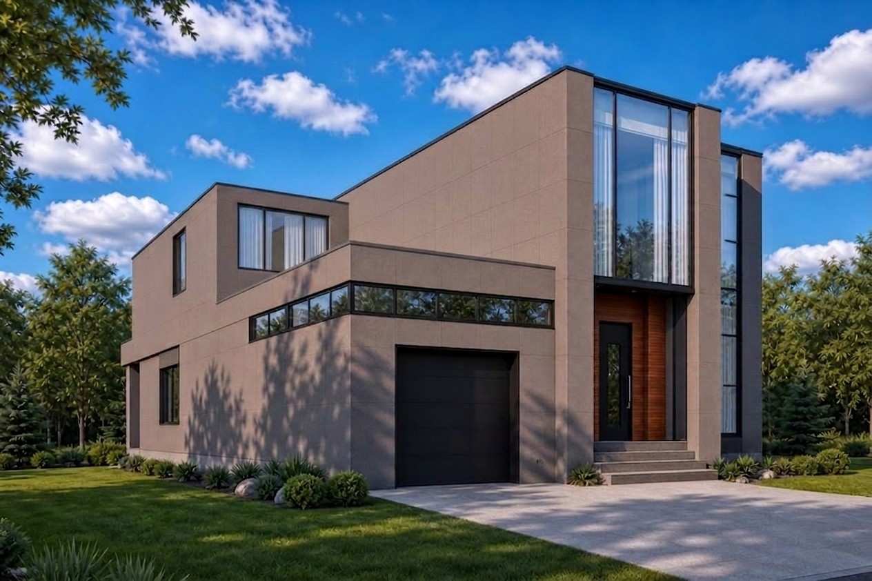 Left Side Elevation 5 Bedroom 2 Story Modern House