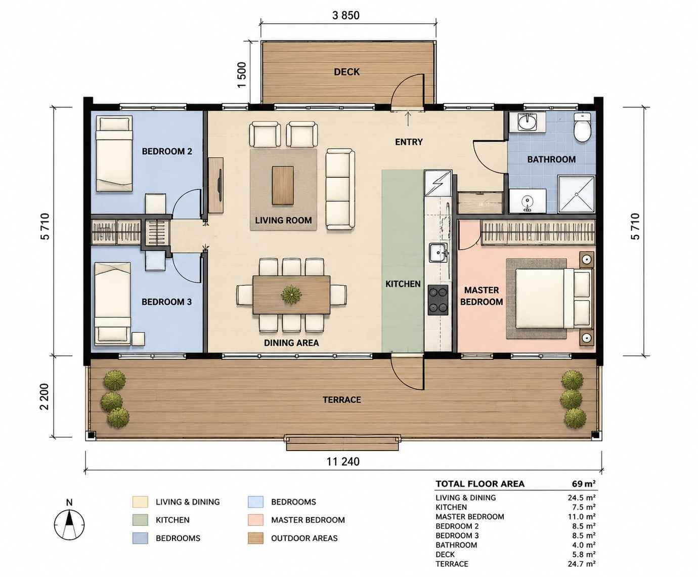 Ground Floor Blueprint of 3 Bedroom Modern Container House Plan