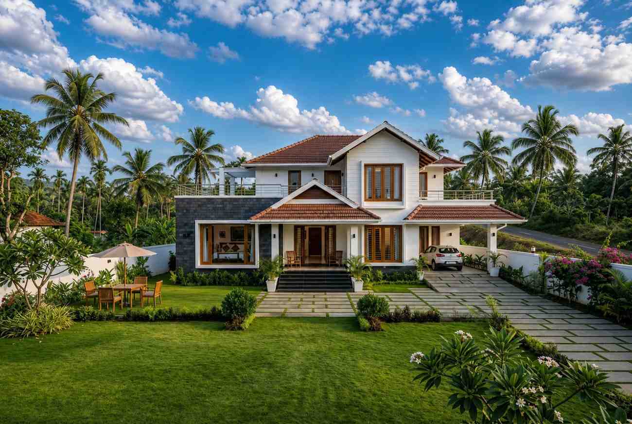 Front Elevation of 7 Bedroom 2 Story Traditional House Plan with Massive Terrace