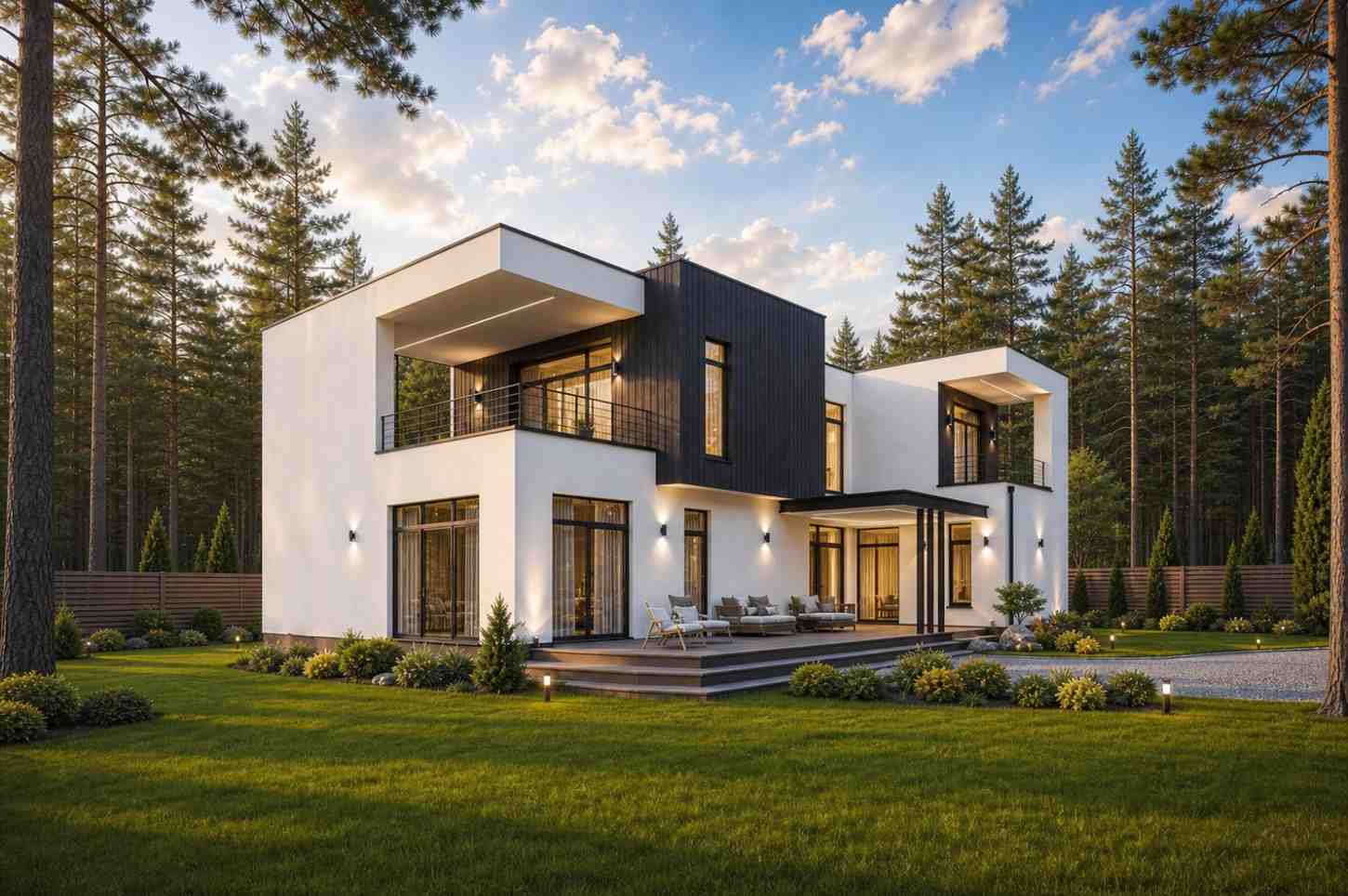 Left Side Elevation of 3 Bedroom 2 Story Modern House Plan with Massive Living Terrace