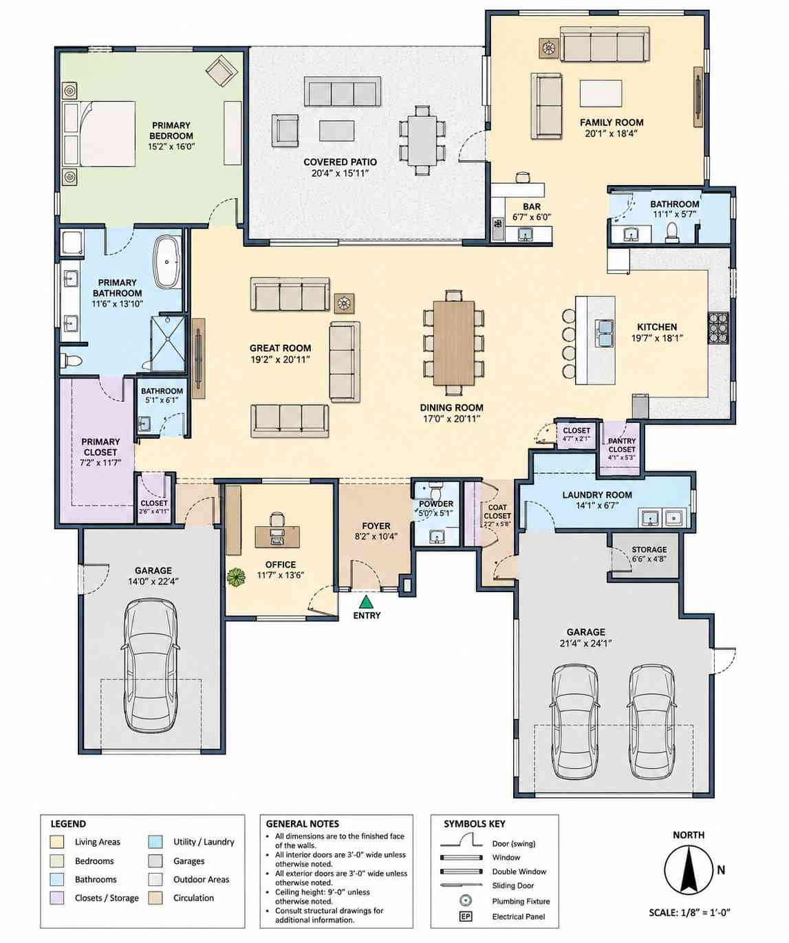 Main Floor Blueprint of Tropical Modern Luxury Villa