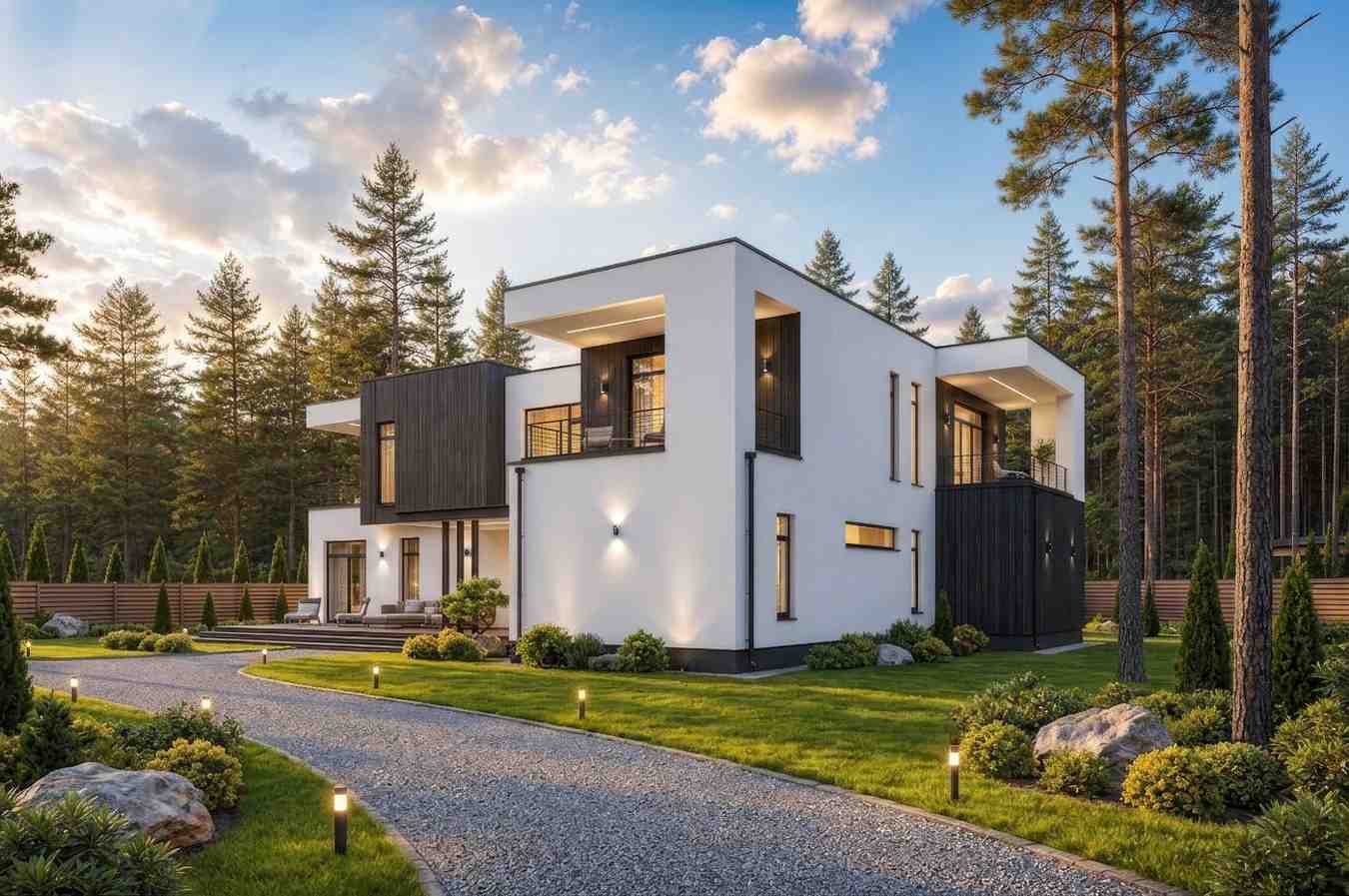 Right Side Elevation of 3 Bedroom 2 Story Modern House Plan with Massive Living Terrace