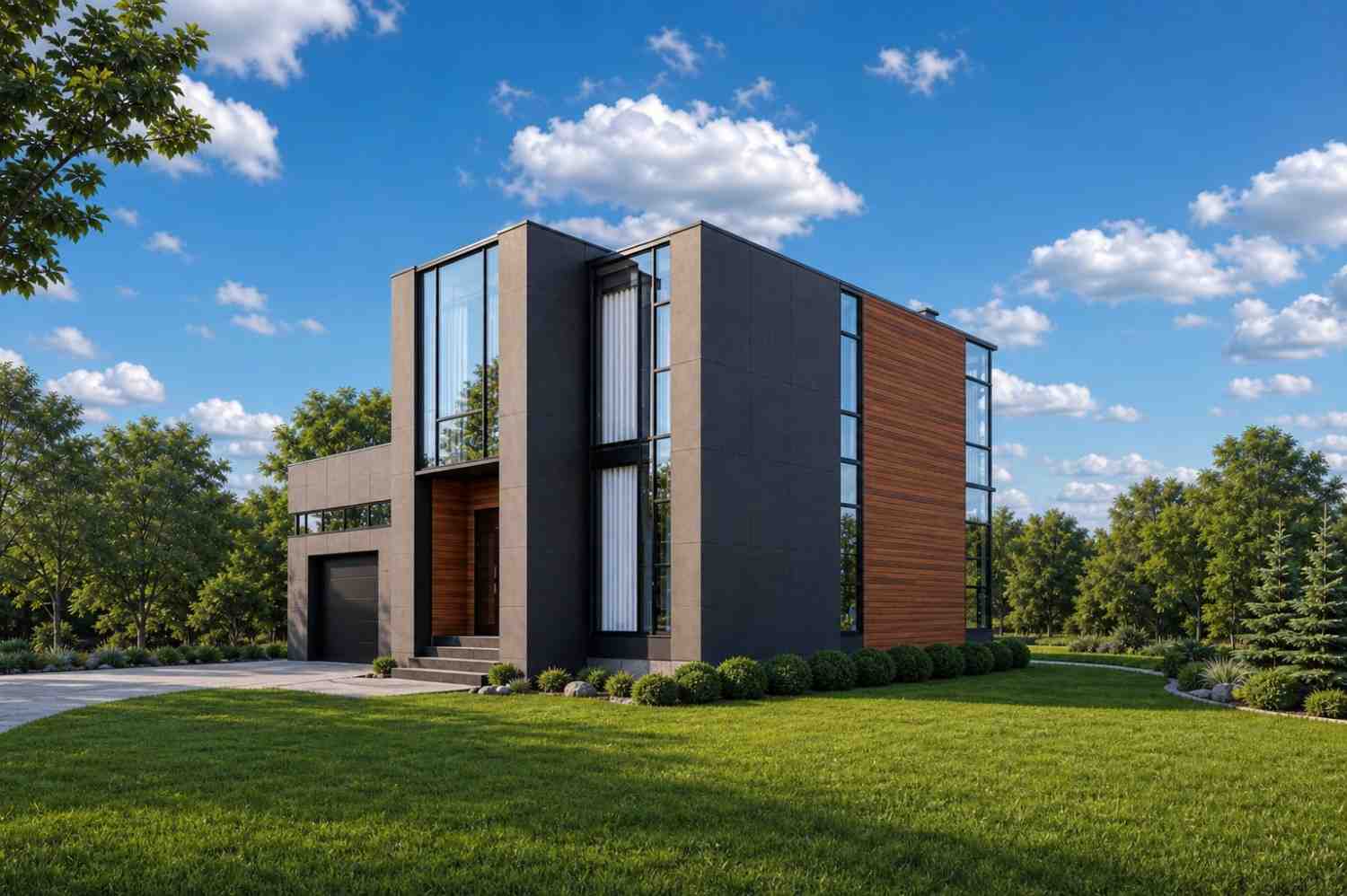 Right Side Elevation 5 Bedroom 2 Story Modern House