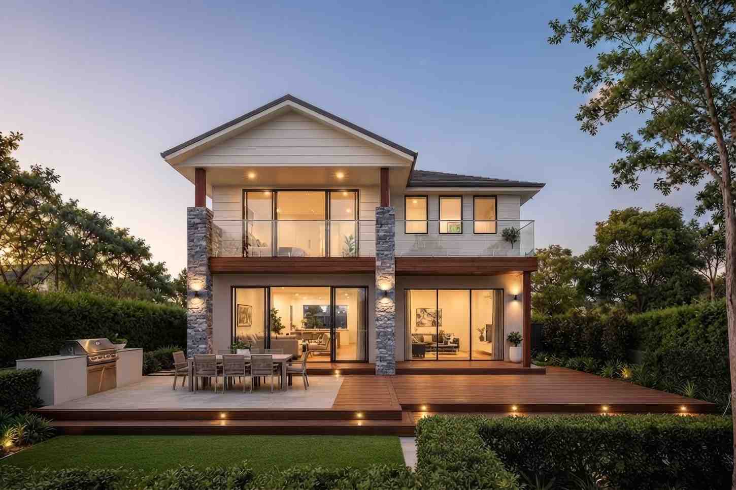 Rear Elevation (Back View) of Multi-Zone 4 Bedroom 2 Story Contemporary House Plan
