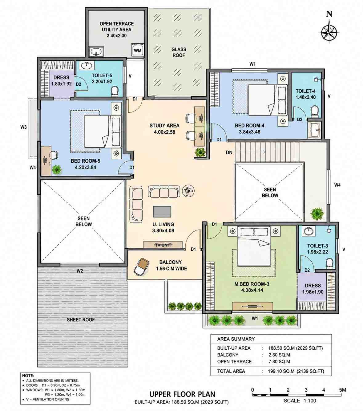 Upper Floor Blueprint of the House