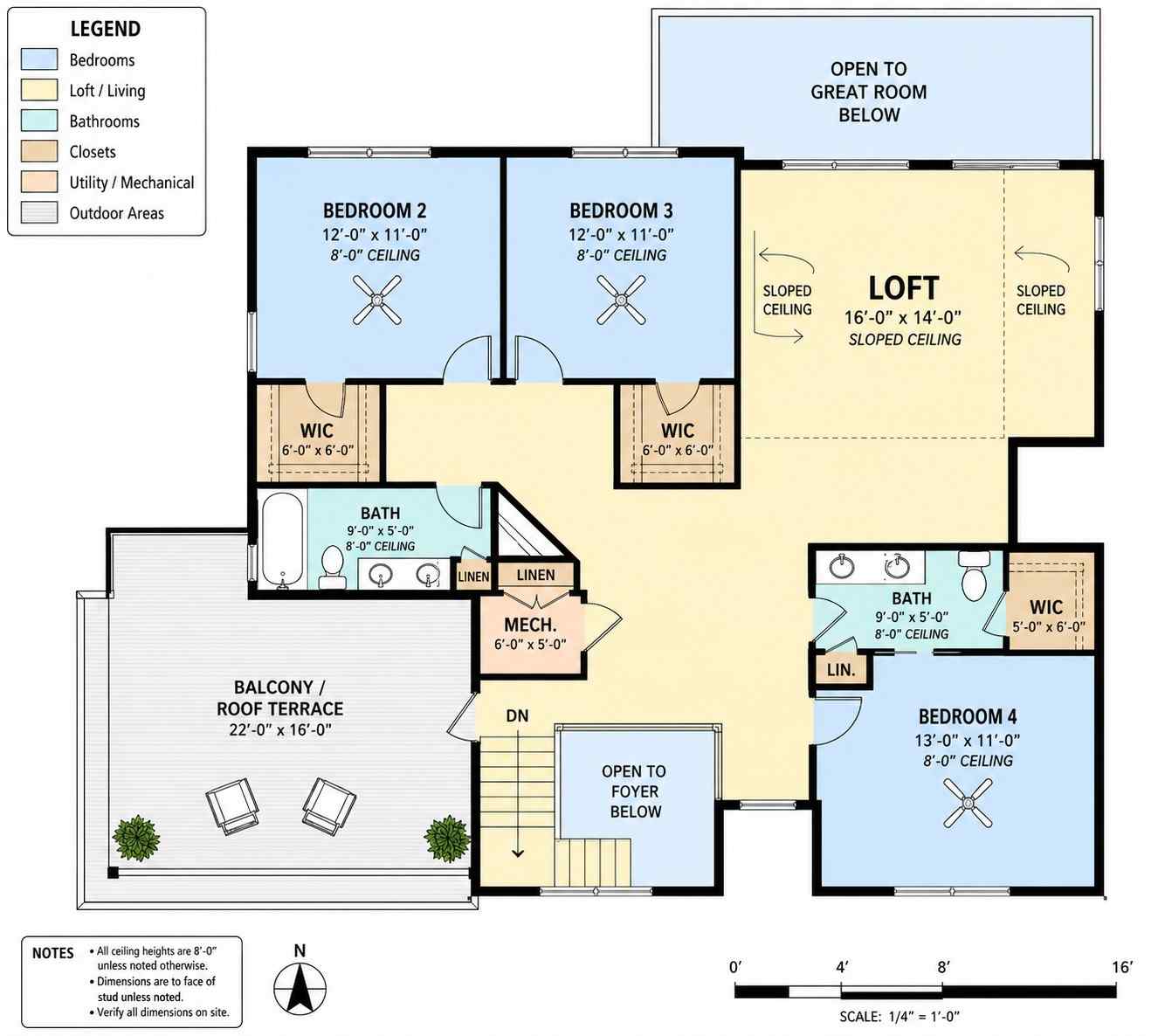 Upper Floor Blueprint of the House