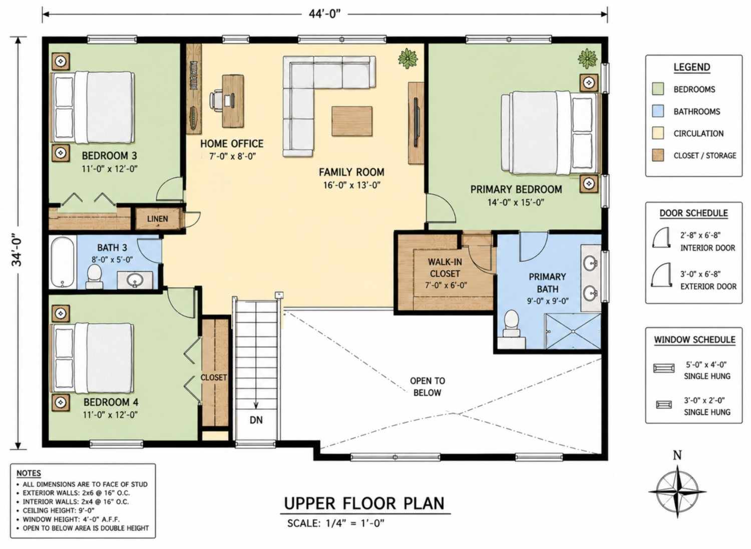 Upper Floor Blueprint of the House