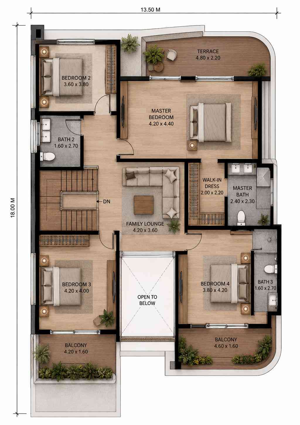 Upper Floor Blueprint of the House
