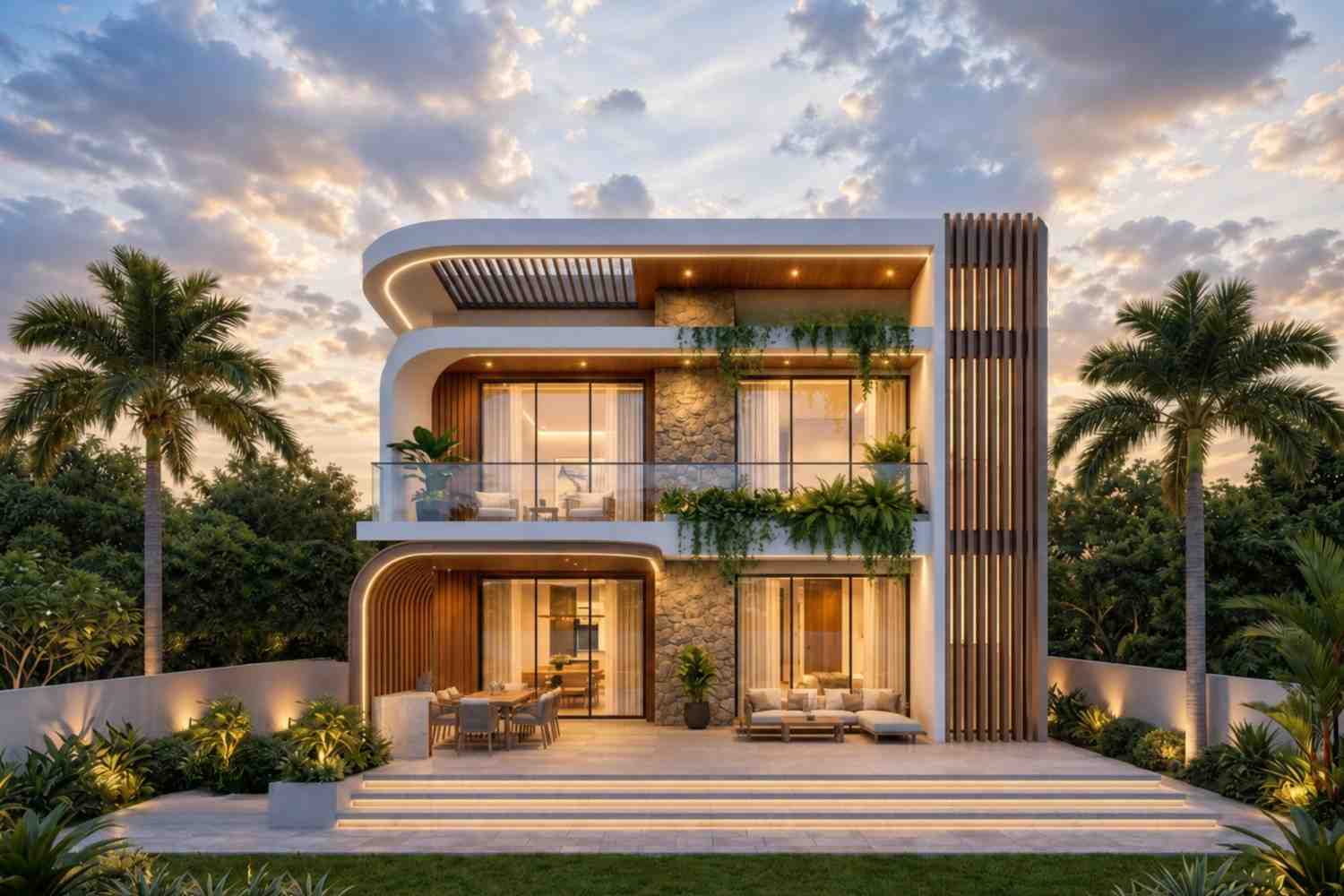Rear Elevation (Back View) of 5 Bedroom 2 Story Ultra Modern Contemporary House Plan