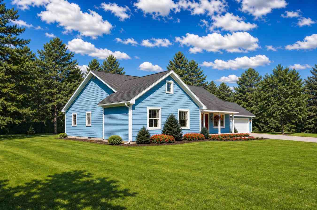 Left Side Elevation of 3 Bedroom Single Story Modern Ranch House Plan with Sloped Ceiling