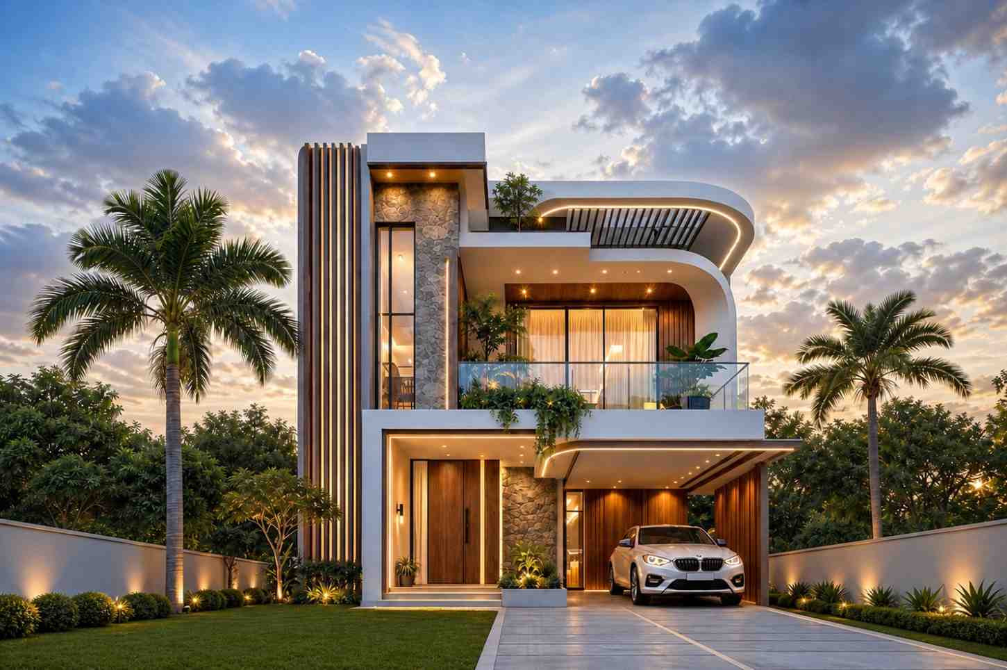 Front Elevation of 5 Bedroom 2 Story Ultra Modern Contemporary House Plan