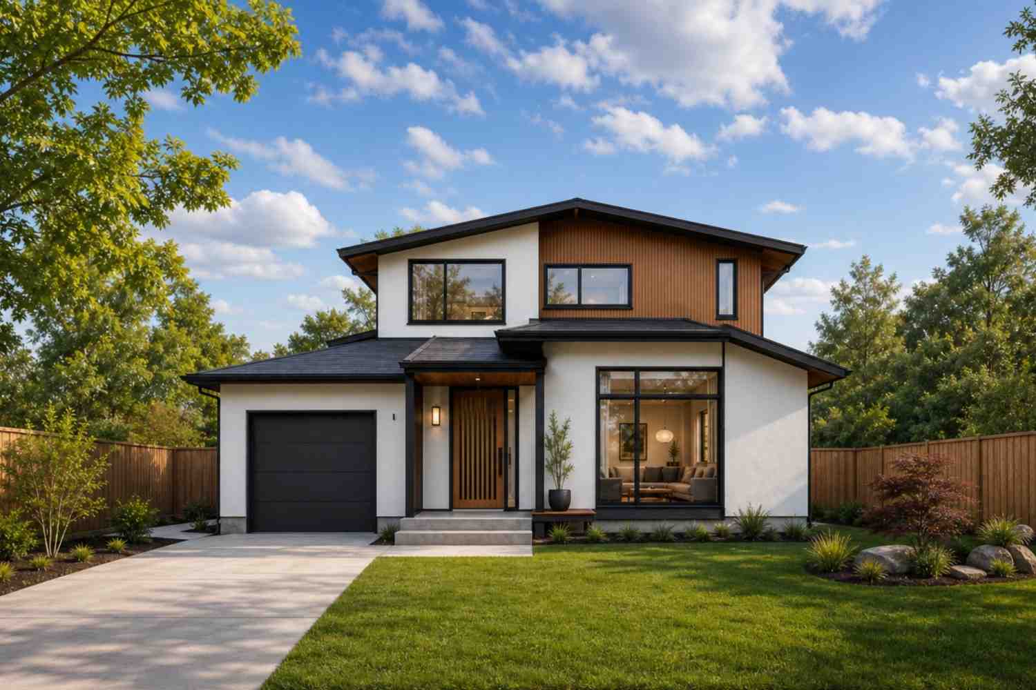 Front Elevation of 3 Bedroom 2 Story Contemporary House Plan with Genkan Entry