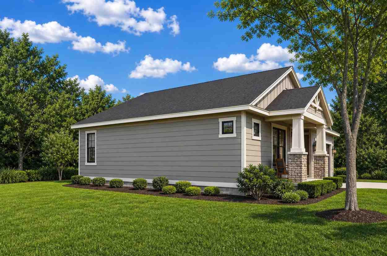 Left Side Elevation of the Craftsman Bungalow House Plan