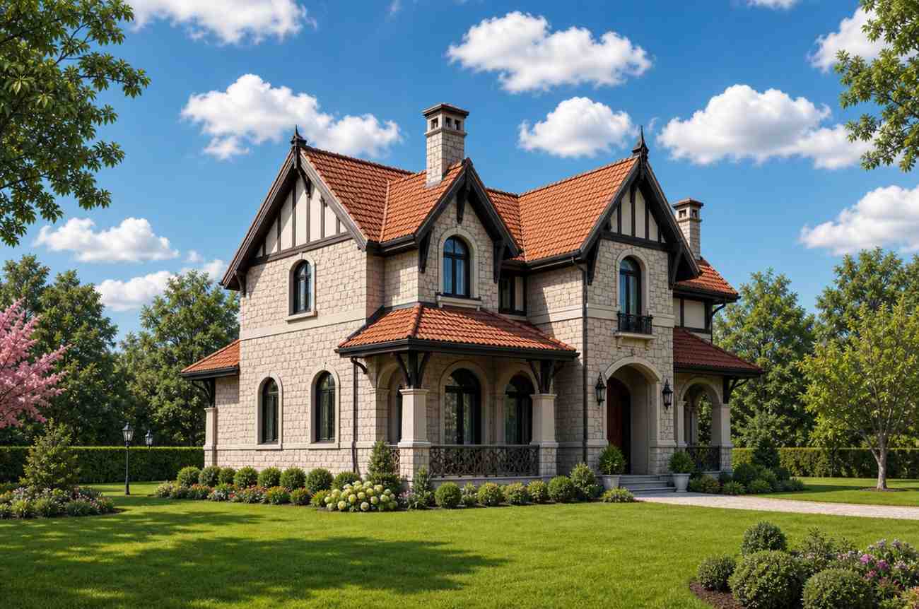 Left side elevation of Victorian House Plan with Wraparound Porch