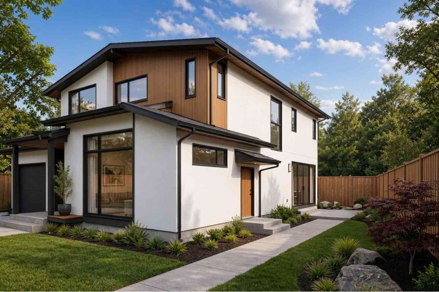 Right Side Elevation of 3 Bedroom 2 Story Contemporary House Plan with Genkan Entry