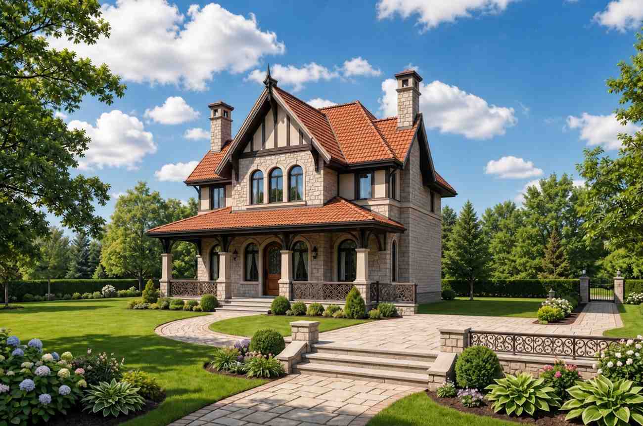 Rear elevation of Victorian House Plan with Wraparound Porch
