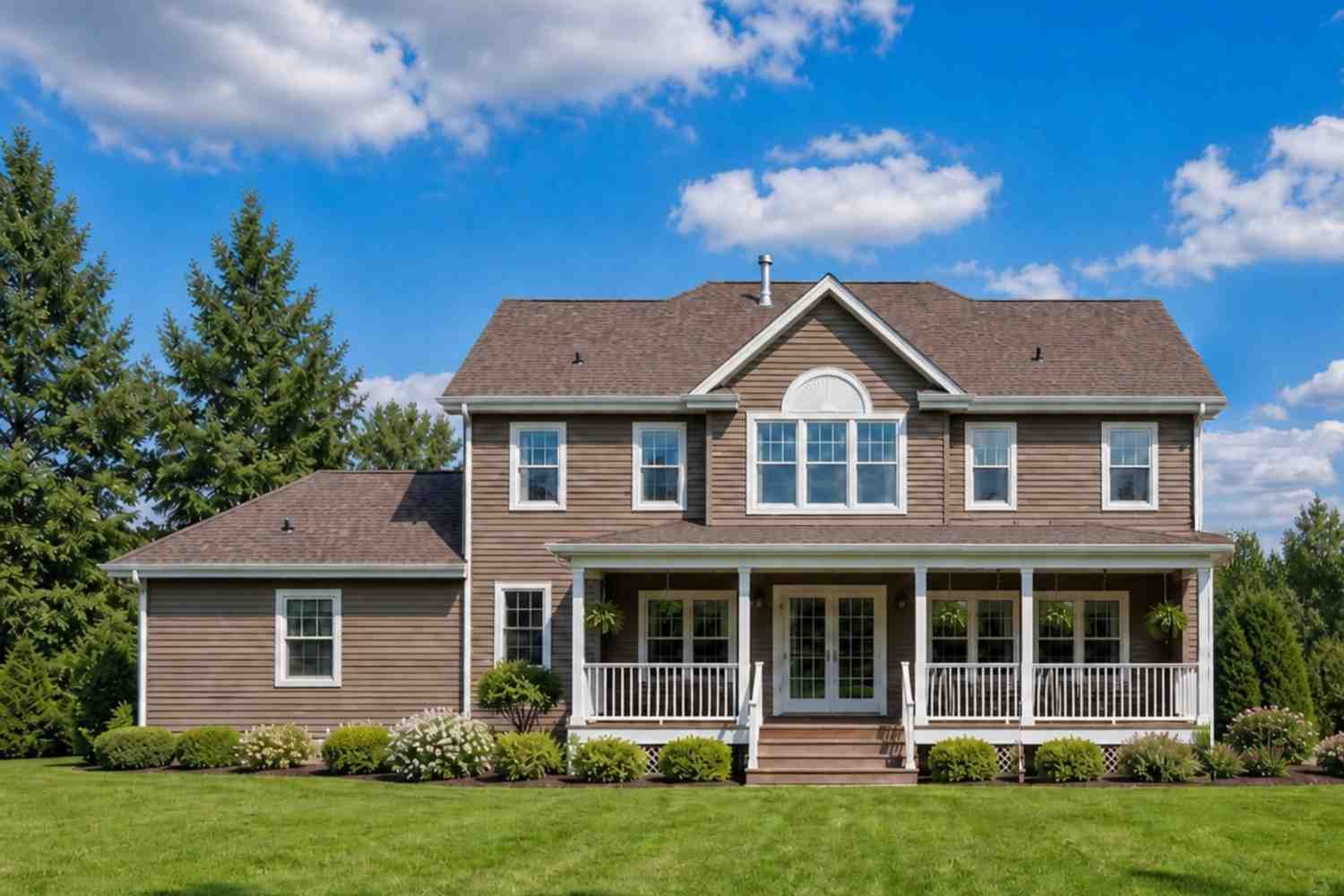 Rear Elevation (Back View) of 4 Bedroom 2 Story Victorian Farmhouse Plan with Upstairs Balcony