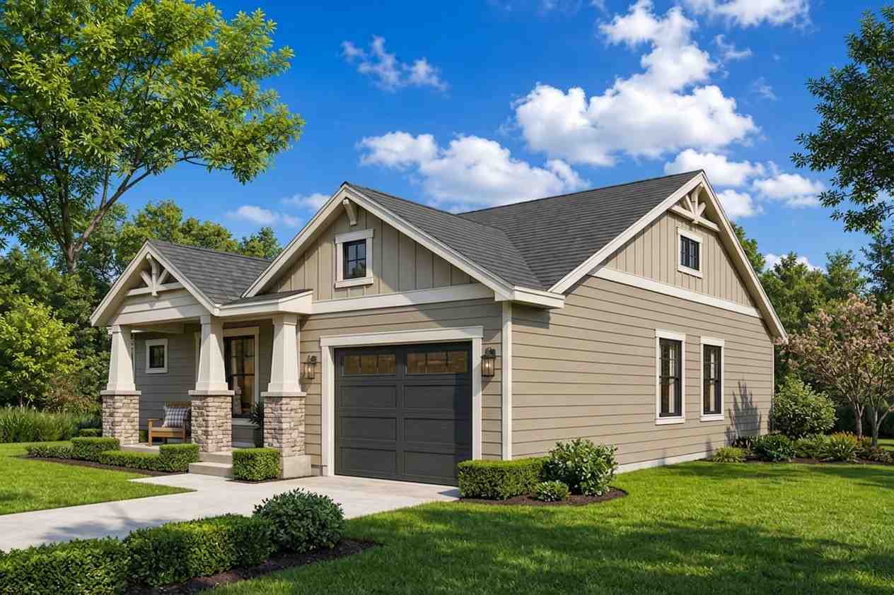 Right Side Elevation of the Craftsman Bungalow House Plan