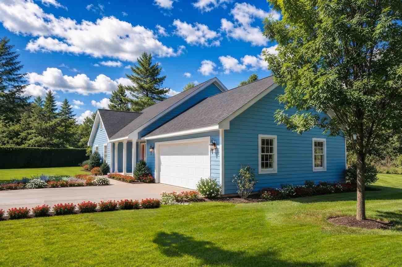 Right Side Elevation of 3 Bedroom Single Story Modern Ranch House Plan with Sloped Ceiling