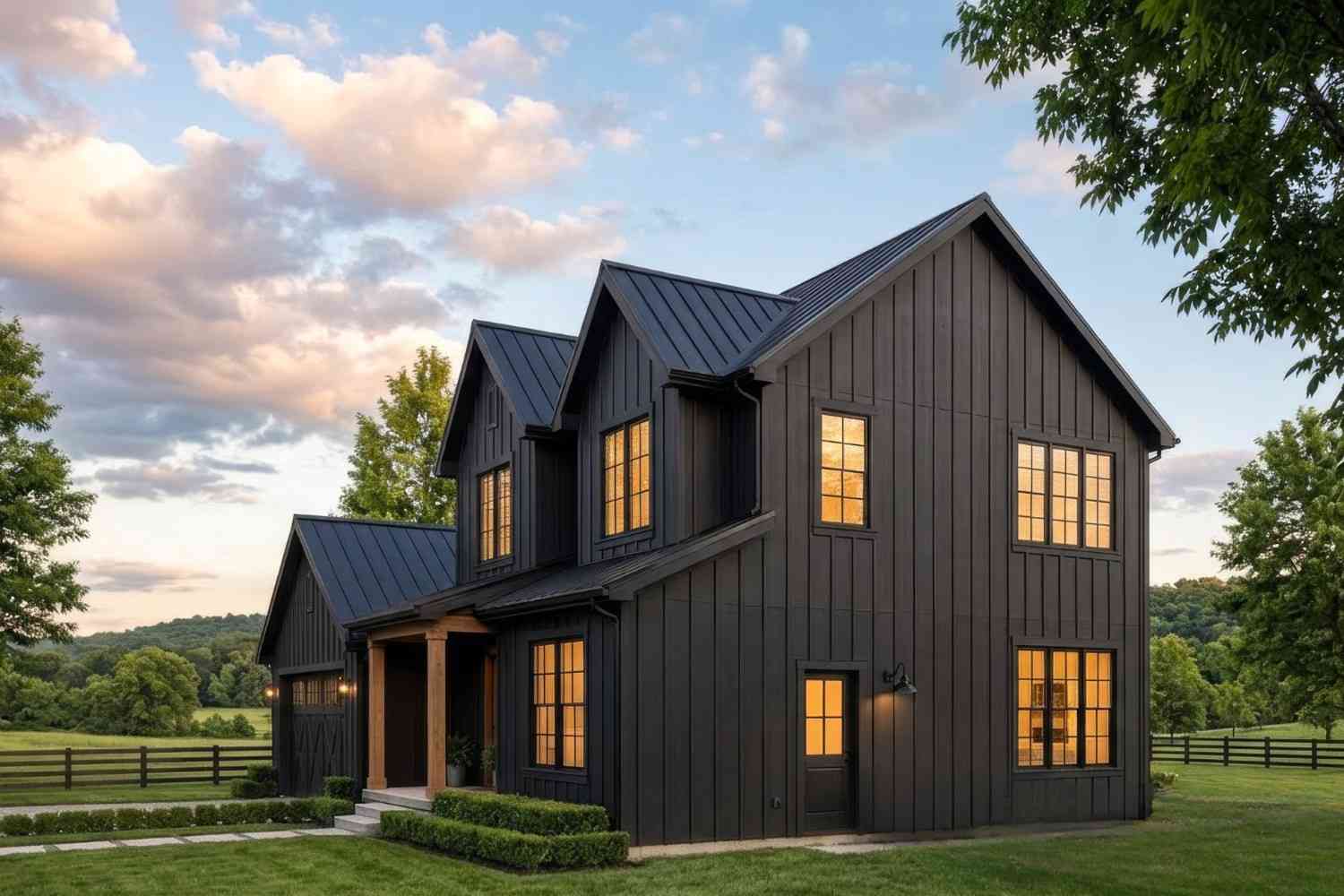 Right Side Elevation highlighting the large windows that flood the Great Room and Dining Area with daylight.