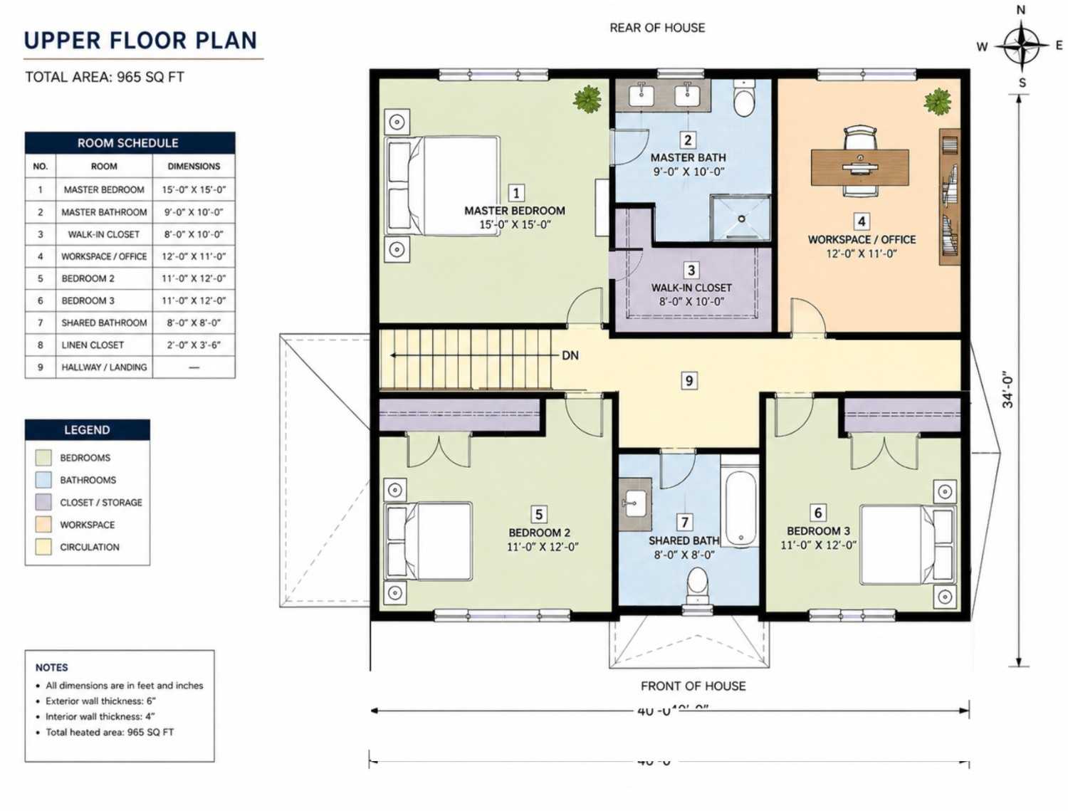 Upper Floor Blueprint of the House