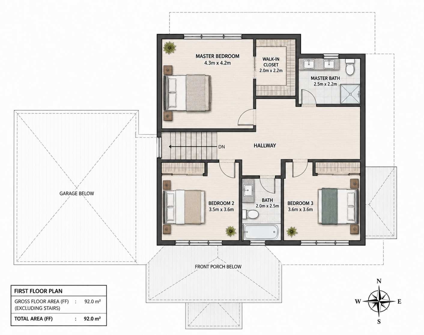 Upper Floor Blueprint of the House Plan