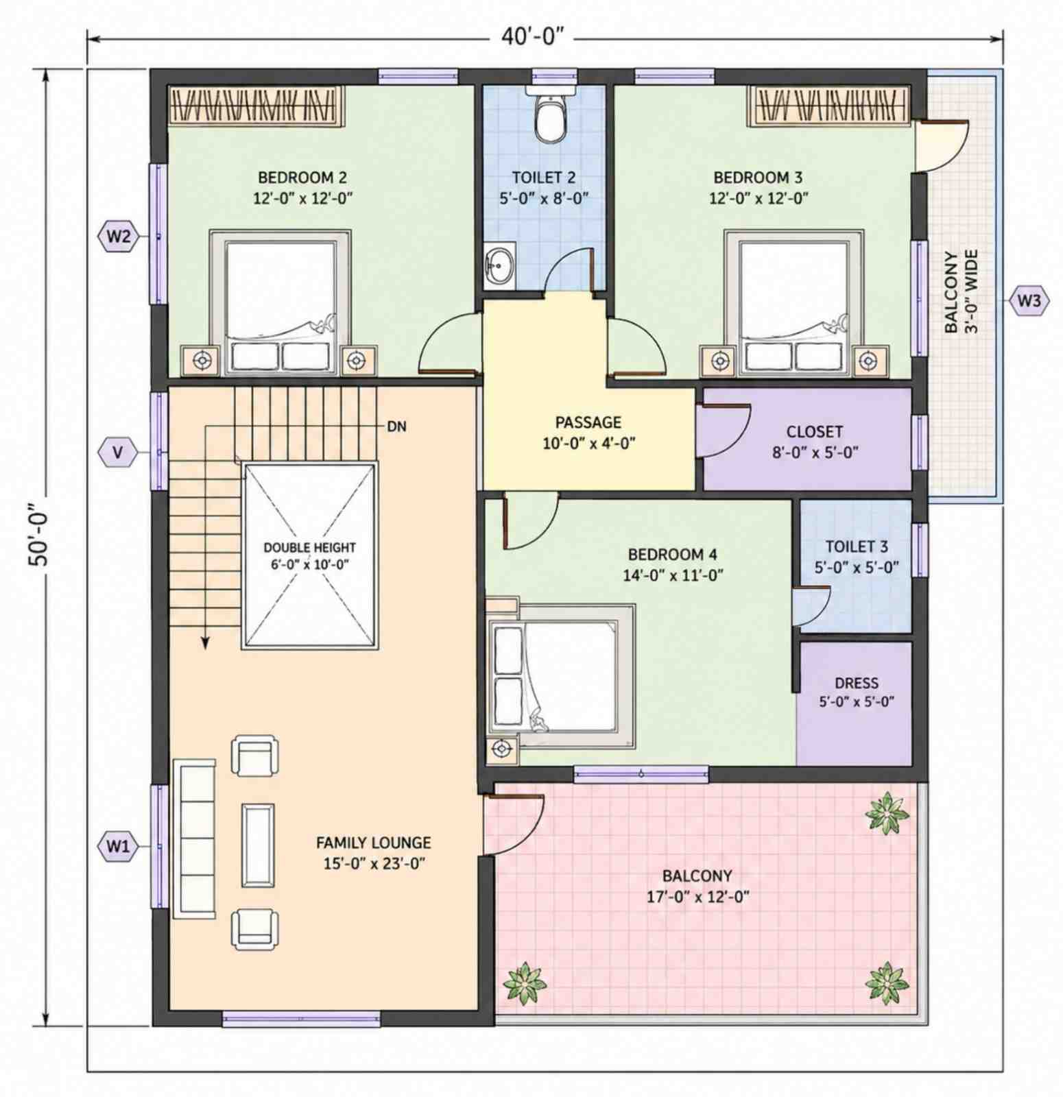 Upper Floor Blueprint of the House