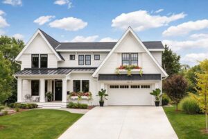Front Elevation of&nbsp; 4 Bedroom New American House Plan with Two Home Workspaces