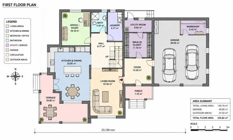 Ground floor plan — Brick Manor Contemporary house plan