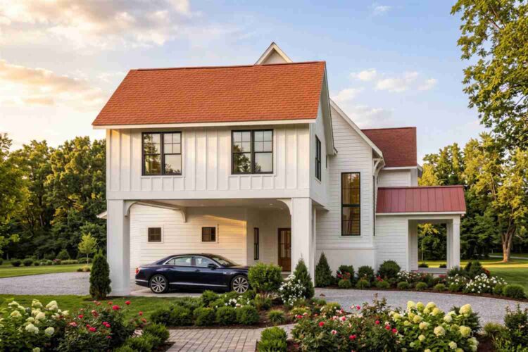 Left Side Elevation of the Farmhouse House Plan
