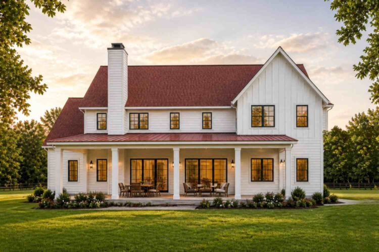Rear Elevation of the Farmhouse House Plan
