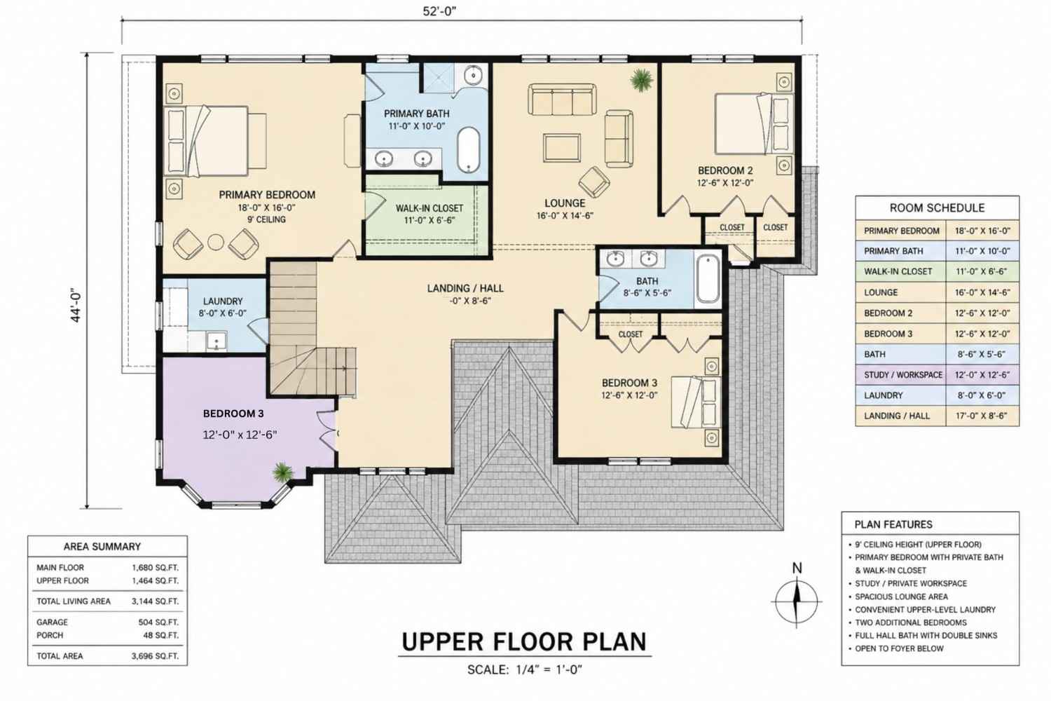 Upper Floor Blueprint of the House