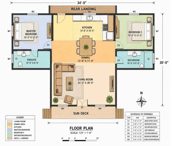 Blueprint of Modern A-Frame Cabin Plan with Triangular Glass Gable