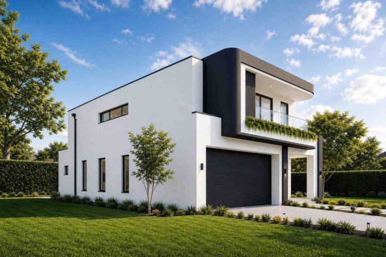 Left Side Elevation of the House Plan with Home Office — 4 Bedroom Cantilever Modern